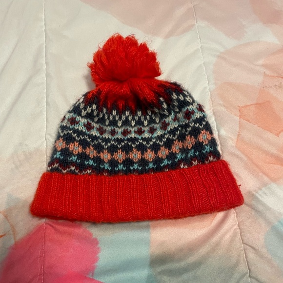 Gap Red and Blue Fair Isle Wool Scarf and Hat Set - Size One Size - Picture 5 of 6
